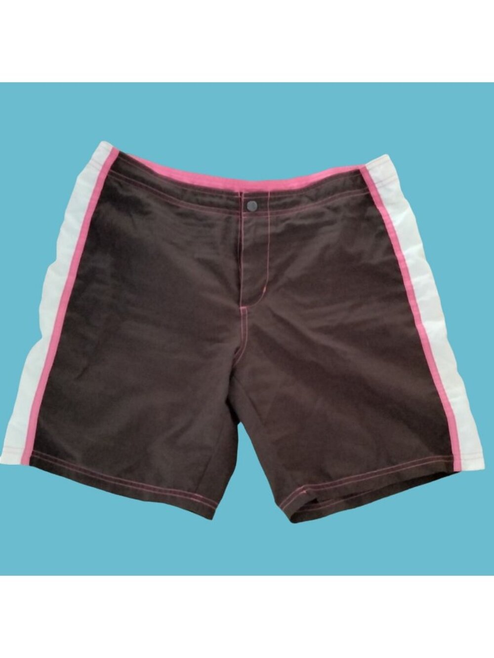 Quick Dry Womens Shorts Brown Pink Size 12 Sport  Stripes Trimmed Pockets Now